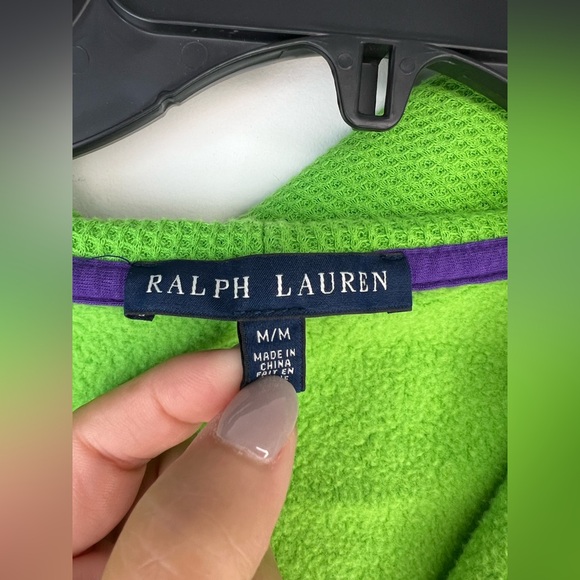 Ralph Lauren Womens Vibrant Green Zip-Up Hoodie Sz M - Picture 3 of 4